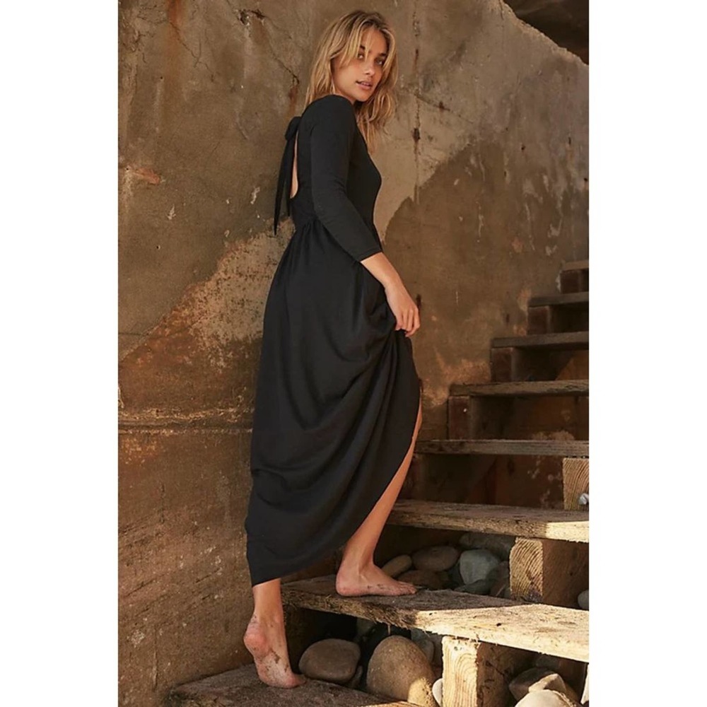 Free People Beach Sylvie Black Open Back Maxi Dress